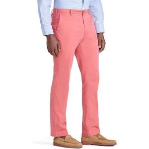 IZOD Men's Stretch Flat Front Straight Fit Chino Pant, 36X32, Saltwater Red